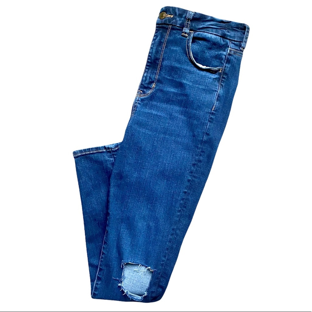 American Eagle Curvy Super High Rise Distressed Jegging - Dark Blue Wash - sz 6